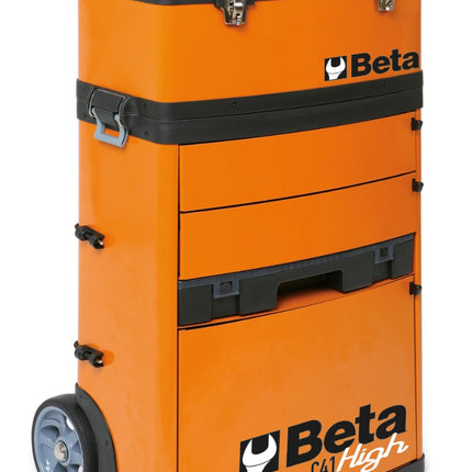 Two-Module Tool Trolley with Detachable Tool Box, Drawers, and Pull-Out Case - Beta Tools C41H-O