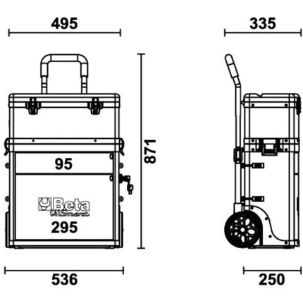 Two-Module Tool Trolley with Detachable Tool Box and Drawers - Beta Tools C41S