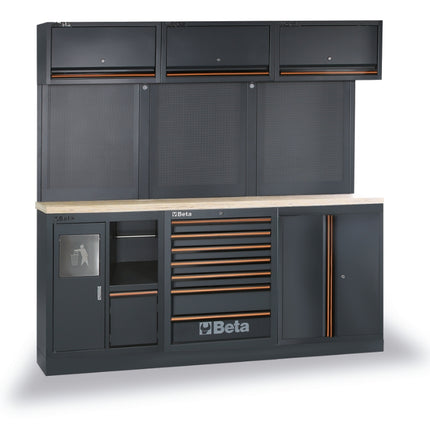 Workbenches for Workshop Equipment Combination with Wood Worktop, Drawers, Tool Panels, and Cabinets - BetaC45PRO C45PRO AW