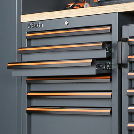 Workshop Equipment Combination with Wood Worktop, Drawers, Tool Panels, and Cabinets - BetaC45PRO C45PRO BW