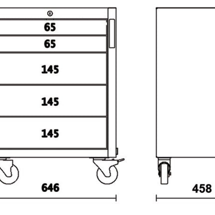 Mobile Roller Cab with 5 Drawers and Swivel Castors for Workshop - BetaC45PRO C45PRO C5