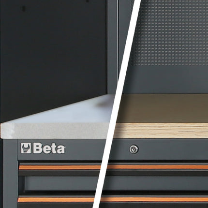 Workshop Equipment Combination with Stainless Steel Worktops, Drawers, Tool Panels, and Cabinets - BetaC45PRO C45PRO DX