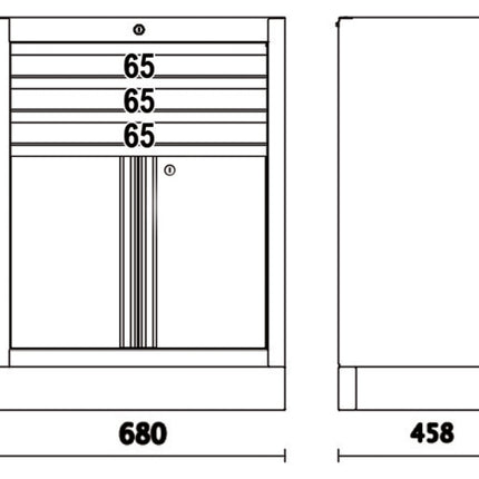 Fixed Module with 3 Drawers and 2 Doors for Workshop - BetaC45PRO C45PRO M3A