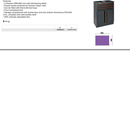 Fixed Module with 3 Drawers and 2 Doors for Workshop - BetaC45PRO C45PRO M3A