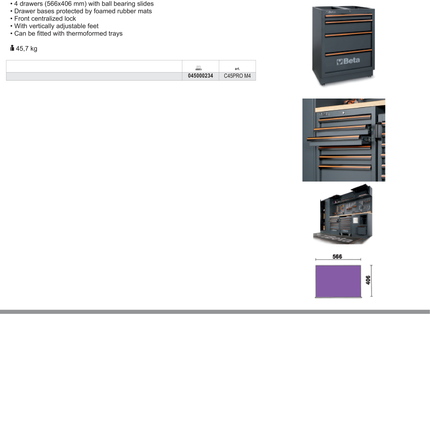 Fixed Module with 4 Drawers for Workshop - BetaC45PRO C45PRO M4