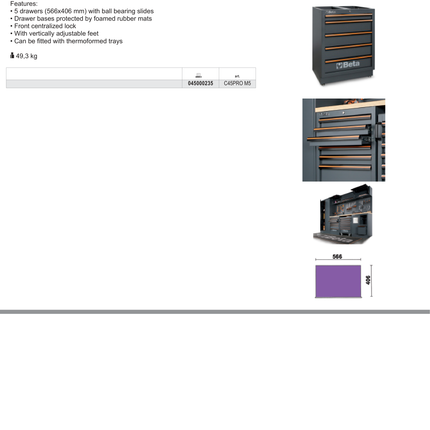 Fixed Module with 5 Drawers for Workshop - BetaC45PRO C45PRO M5