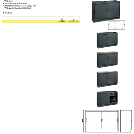 Fixed Module with 2 Doors and Adjustable Shelf for Workshop - BetaC45PRO C45PRO MAL
