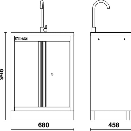 Fixed Module with Built-In Sink and Two Doors for Workshop - BetaC45PRO C45PRO ML
