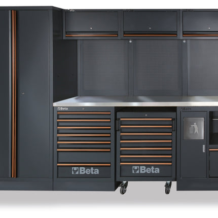 Workshop Equipment Combination with Worktop, Drawers, Tool Panels, and Cabinets - BetaC45PRO C45PRO X