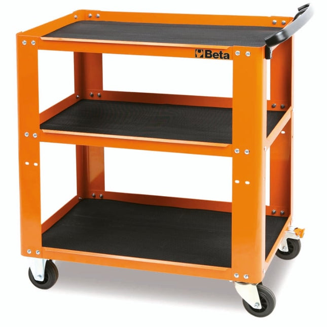 Trolley with 3 Antislip Rubber Tops, Ergonomic Handle, 4 Castors 100mm, 200kg Load Capacity - Beta Tools C51 R