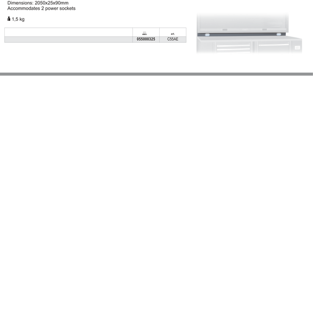 Profile, 2050x25x90mm, Dual Power Socket Compatible - BetaRSC55 C55AE