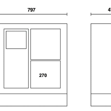 Fixed Service Module with Waste Bin, Paper Roll Compartment, 305x270mm Storage Drawer - BetaRSC55 C55MS