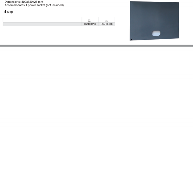 Under-Cabinet Panel, 800x620x25mm, Power Socket Compatible - BetaRSC55 C55PTE-0,8