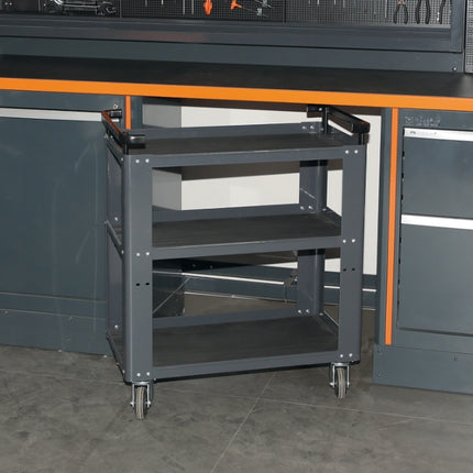 Trolley with 3 Antislip Rubber Tops, Ergonomic Handle, 100mm Castors, 200kg Load Capacity - BetaRSC55 C55T3