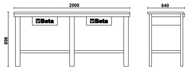 Workbench with Painted Sheet Metal Worktop, 1200kg Capacity, Lockable Drawers - Beta Tools C56-O