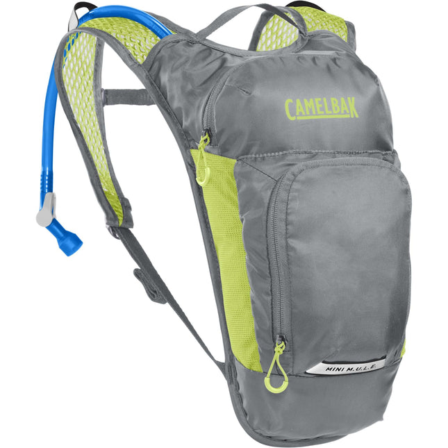 Camelbak Kids' Mini M.u.l.e. Hydration Pack 3L With 1.5L Reservoir 2023: Metal Grey/green CBKMMB5