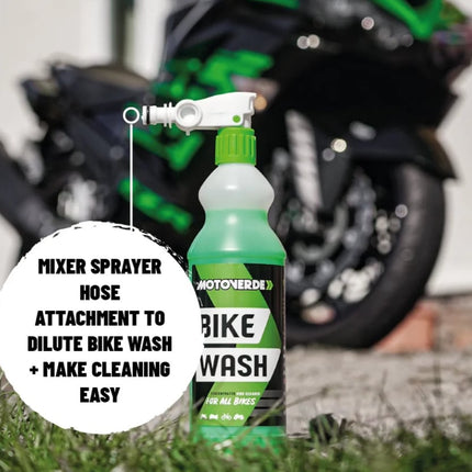 1L Motoverde Concentrated Bike Wash Cleaner Spray + Hose Pipe Mixer Sprayer