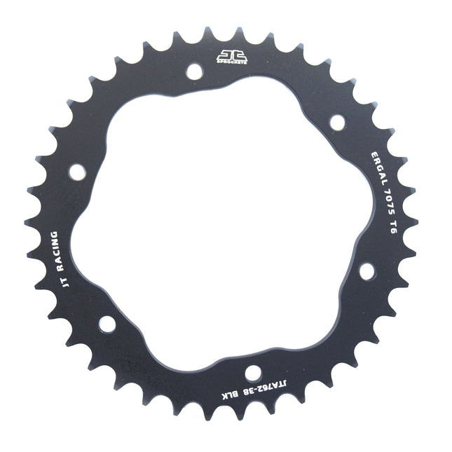 REAR SPROCKET ALLOY BLACK, JTA762.38BLK.7075-T6 Aluminium. DUCATI 520 Chain Conversion