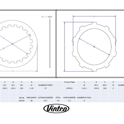 Clutch Kit 77-78 Yamaha YZ 250 Vintco KCLY06