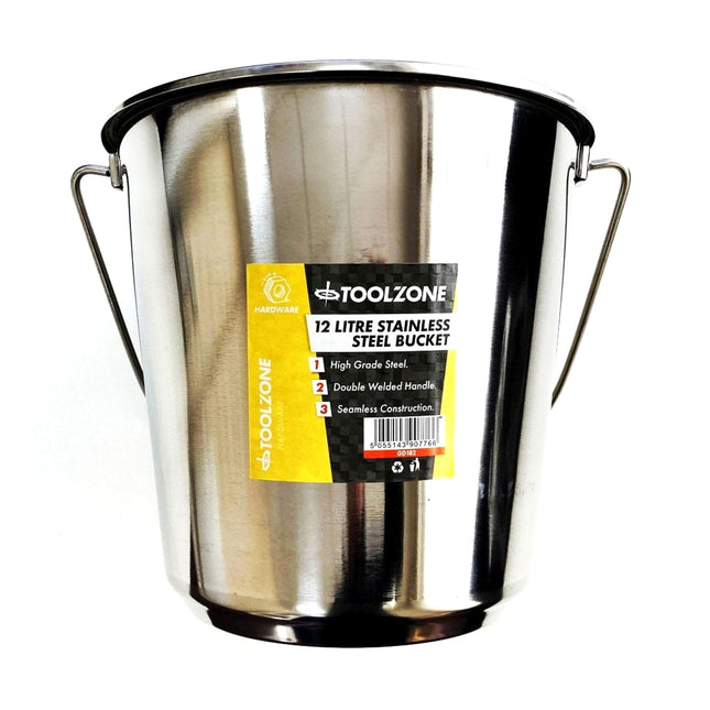 Stainless Steel Bucket 12 litre - Toolzone KDPGD182