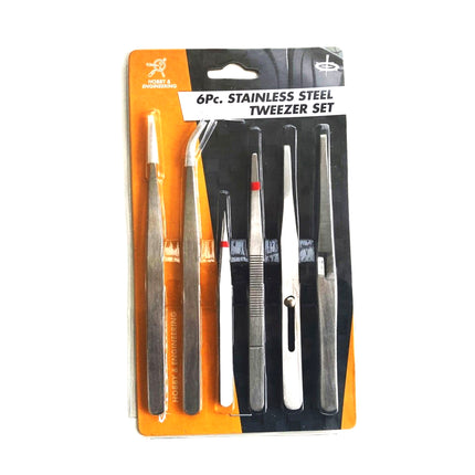 Heavy Duty Tweezer Set 6 Piece 120mm And 160mm - Toolzone KDPHB211