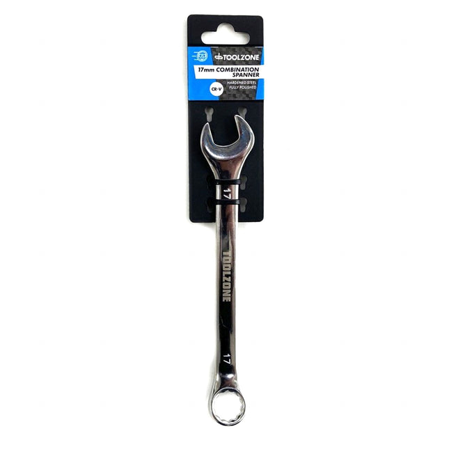 Combination Spanner 17mm Polished Chrome Vanadium - Toolzone KDPSP115