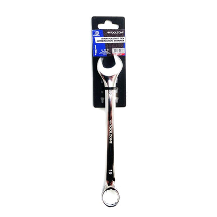 Combination Spanner 19mm Polished Chrome Vanadium - Toolzone KDPSP116