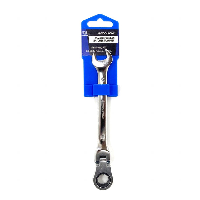 Flexi Ratchet Combination Spanner 13mm 72 Teeth Mirror Polished - Toolzone KDPSP137