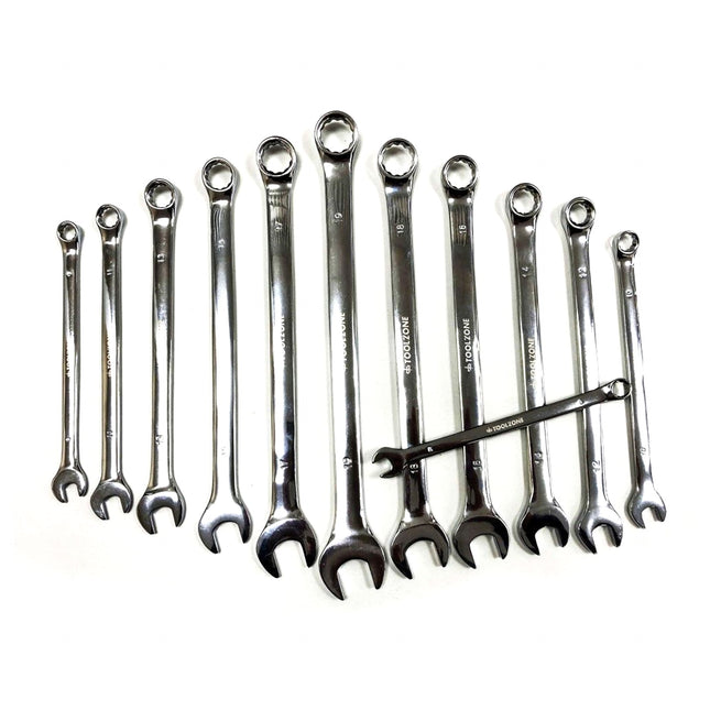Combination Spanner Set 12pc Extra Long 8-19mm Chrome Vanadium In Pouch - Toolzone KDPSP174