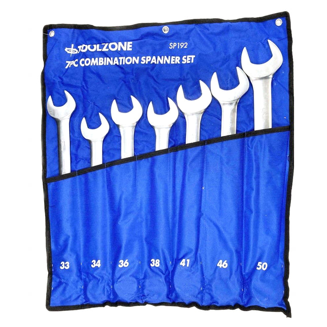 Combination Spanner Set 7pc 33-50mm 6150CRV Matt Finish - Toolzone KDPSP192
