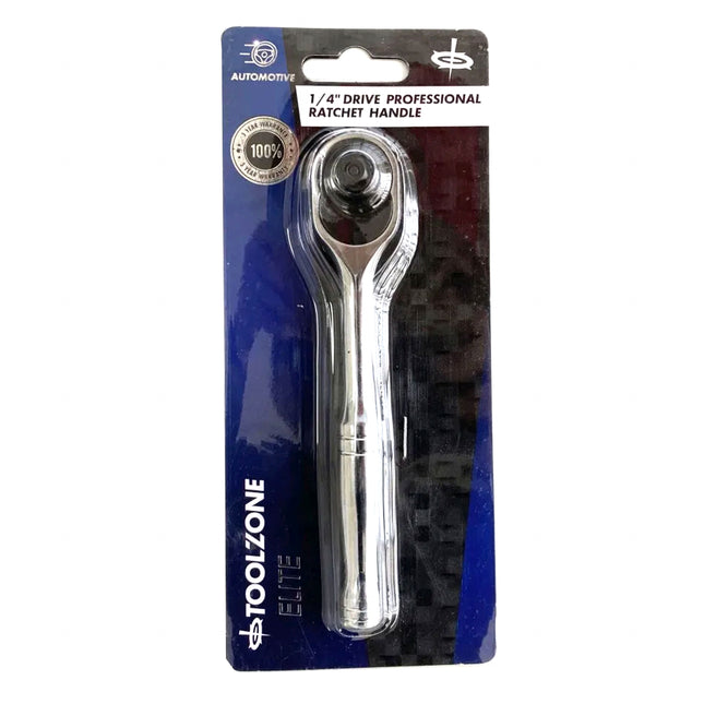 Ratchet Handle 1/4 Drive Professional Polished 150mm Crv Quick Release - Toolzone KDPSS052