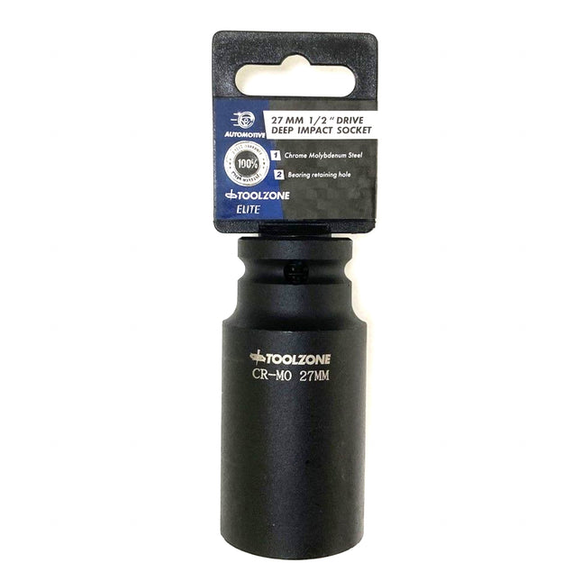 Impact Socket 1/2 Drive Deep 27mm Crmo - Toolzone KDPSS131