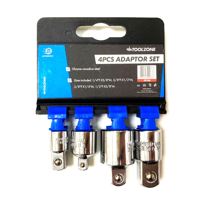 Socket Adaptor And Reducer Set 4 Pieces Crv - Toolzone KDPSS166