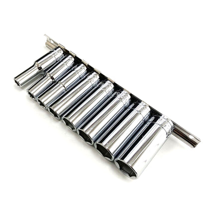 Deep Socket Set 8 Pieces 3/8 Drive Af Crv 5/16-3/4 - Toolzone KDPSS303