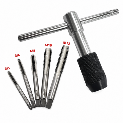 T-type Tap Wrench Set 6PCS High Carbon Steel M5-M12 Hand Tapping Kit