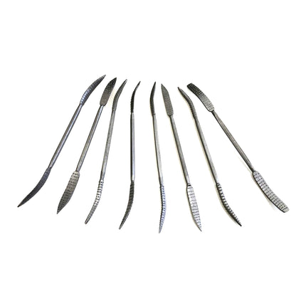 Riffler Wood Rasp Set 8PC 8 Double Ended Various Shapes With Pouch - Toolzone KDPWW098
