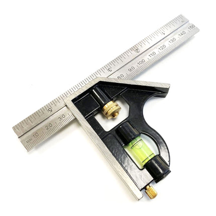 Combination Square 6 Aluminium Dual Marked Imperial Metric - Toolzone KDPWW144