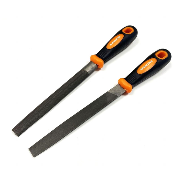 File Set 2PC 150mm T12 Soft Grip Flat And Half Round - Toolzone KDPWW210