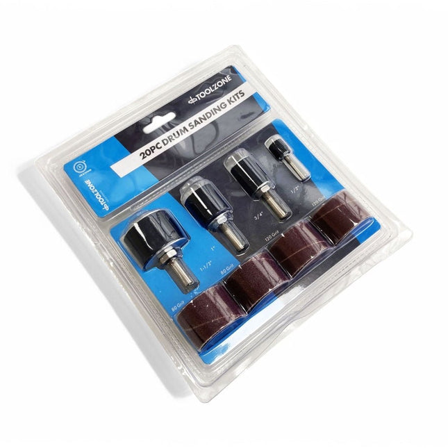 Drum Sanding Kit 20 Pieces 0.5 0.75 1.0 1.25 80 120 Grit - Toolzone KDPAB144