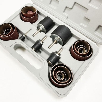 DRUM SANDER SET 26 PIECES 13mm 19mm 25mm 38mm 50mm 80 120 GRIT - TOOLZONE KDPAB158