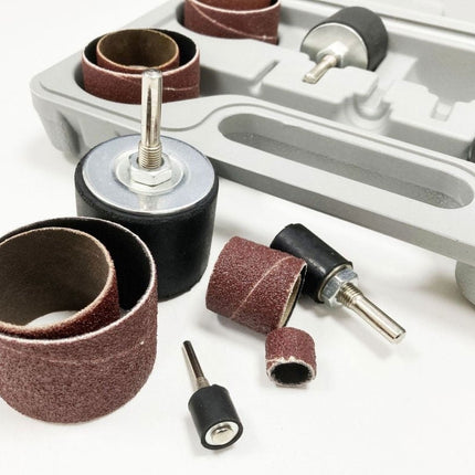 DRUM SANDER SET 26 PIECES 13mm 19mm 25mm 38mm 50mm 80 120 GRIT - TOOLZONE KDPAB158