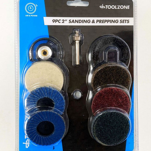 Sanding And Prepping Set 9 Pieces 2 36 120 Grit 1/4 Shank - Toolzone KDPAB159