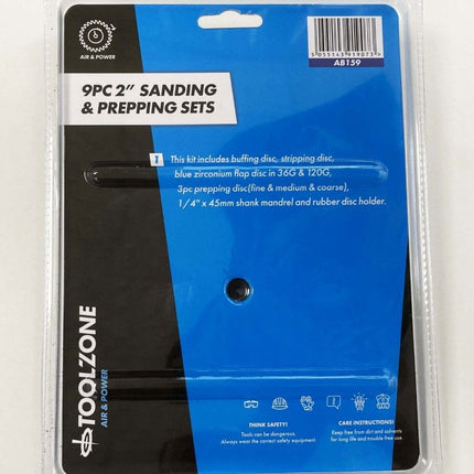 Sanding And Prepping Set 9 Pieces 2 36 120 Grit 1/4 Shank - Toolzone KDPAB159