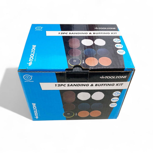 Sanding And Buffing Kit 12 Pieces 115mm With M14 Arbor - Toolzone KDPAB171
