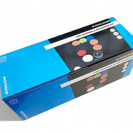 Buffing And Polishing Kit 12 Pieces 115mm With Hook And Loop Adaptor - Toolzone KDPAB172