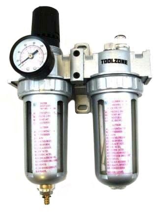 Filter Regulator Lubricator Unit 1/4 Air Inlet MAX Pressure 140psi - Toolzone KDPAT059