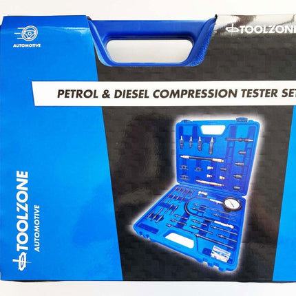 Master Compression Test Kit For Petrol And Diesel Engines 64mm Gauge - Toolzone KDPAU036