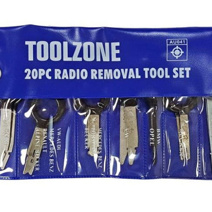 Radio Removal Tool Set 20pc For Car Stereo - Toolzone KDPAU041