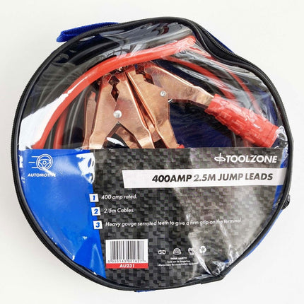 Jump Leads 400amp 2.5m In Case - Toolzone KDPAU231