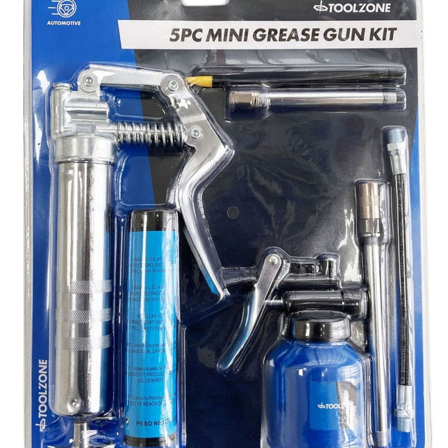 Mini Grease Gun Kit 5pc Pistol Type With Fixed And Flexible Nozzle - Toolzone KDPAU370